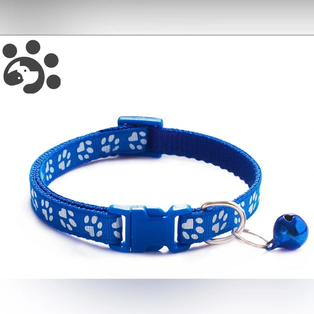 Cat Dog Collar with Bell Adjustable Buckle Basic Collar Durable Nylon Collars